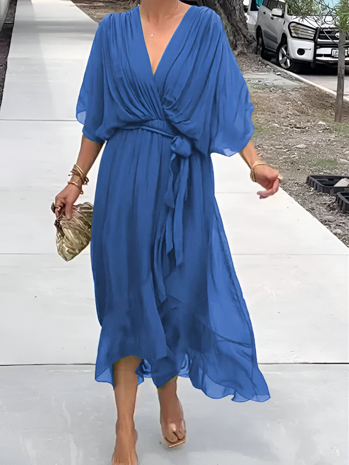Monica™ | Chiffon Dress with V-Neckline