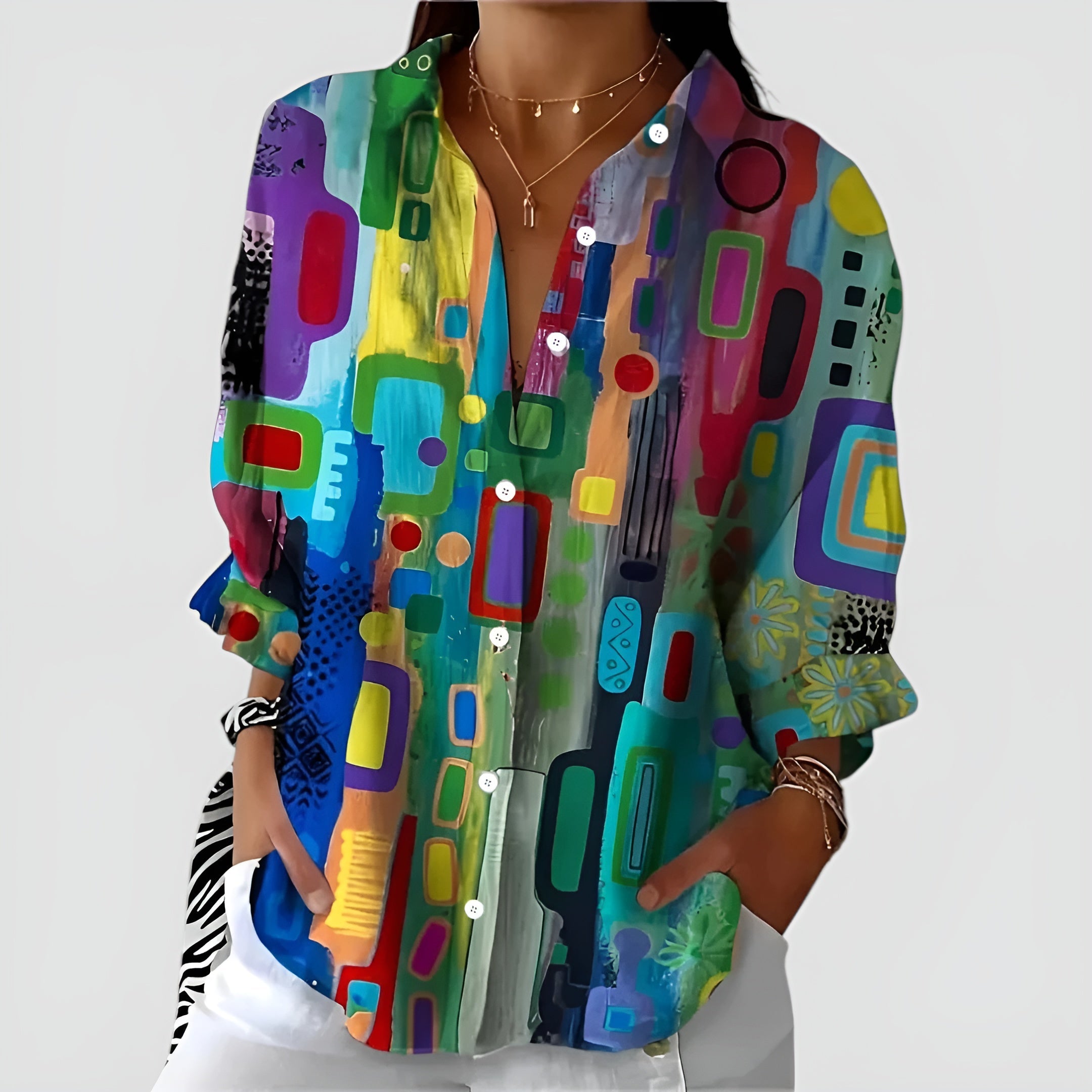 Edna™ | Blouse with Geometric Pattern